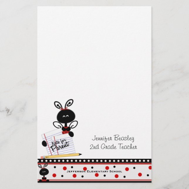 Teacher's Ladybug Stationery (Front)