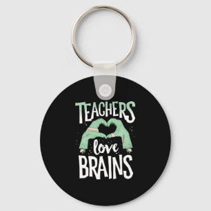 Teachers Love Brains Halloween TShirt Costume Key Ring