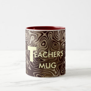 Teachers Mug Beige And Brown Swirl Pattern