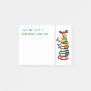 Teachers name desk note organiser bookworm girl