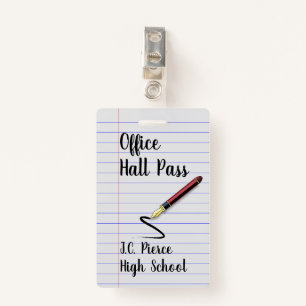 Teachers Notebook Paper School Hall Pass Badge ID Badge