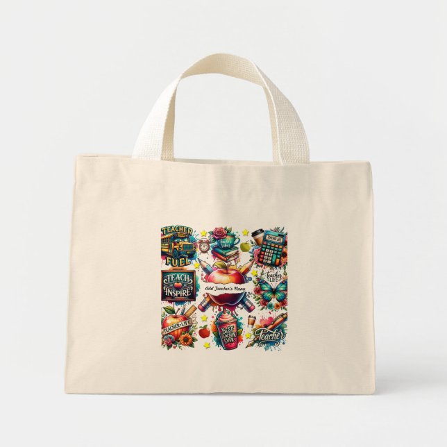 Teachers Personalise Name Tote Bag Gift  (Front)