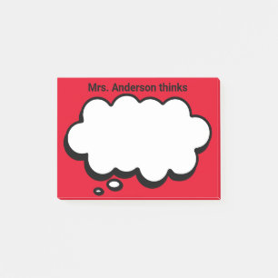 Teacher's Personalised thinking bubble Post-it Not Notes