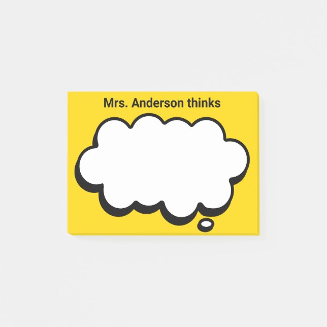 Teacher's Personalised thinking bubble Post-it Notes (Front)