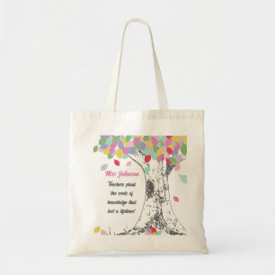Teachers Plant the seed of knowledge rainbow tree Tote Bag