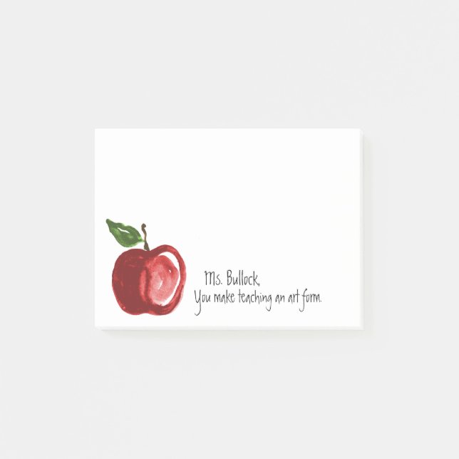 Teacher's Quote with Apple Personalised 4 x 3 Post-it Notes (Front)
