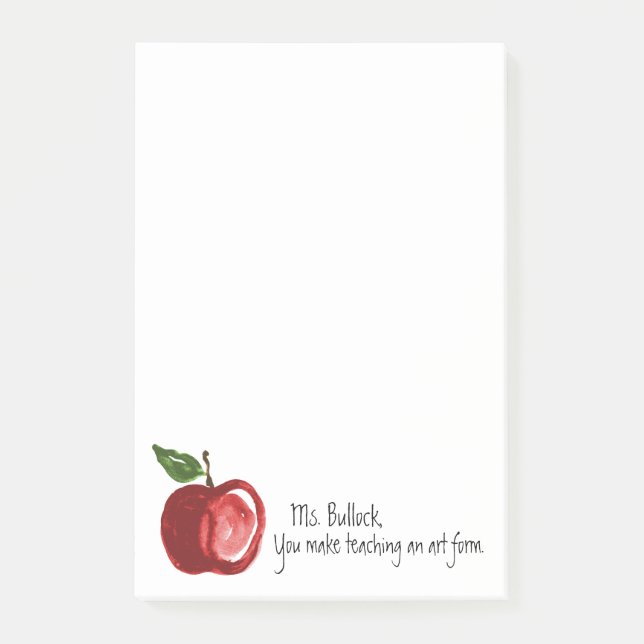 Teacher's Quote with Apple Personalised 4 x 6 Post-it Notes (Front)