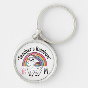 "Teacher's Rainbow" Cute Llama Keychain – Pastel R