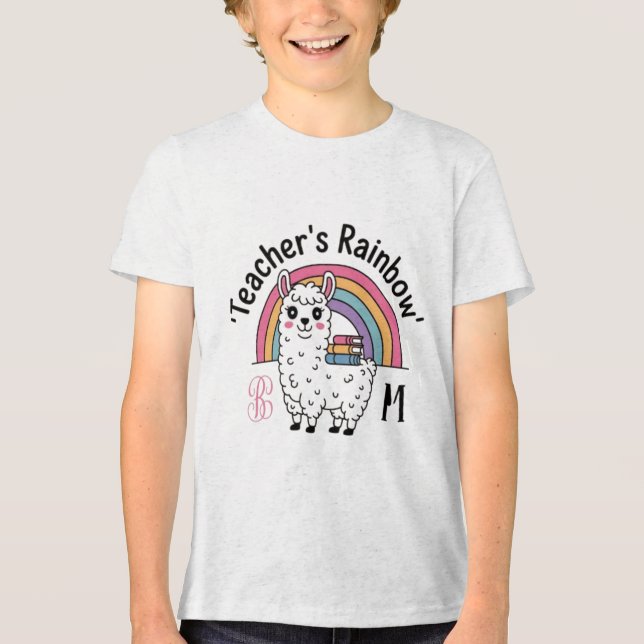 "Teacher's Rainbow" Kids' T-Shirt – Cute Llama, Ra Tri-Blend Shirt (Front)