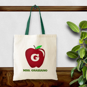 Teacher's Red Apple Tote Bag
