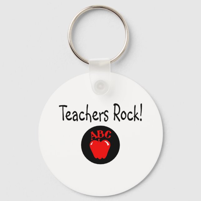 Teachers Rock Apple 2 Key Ring (Front)