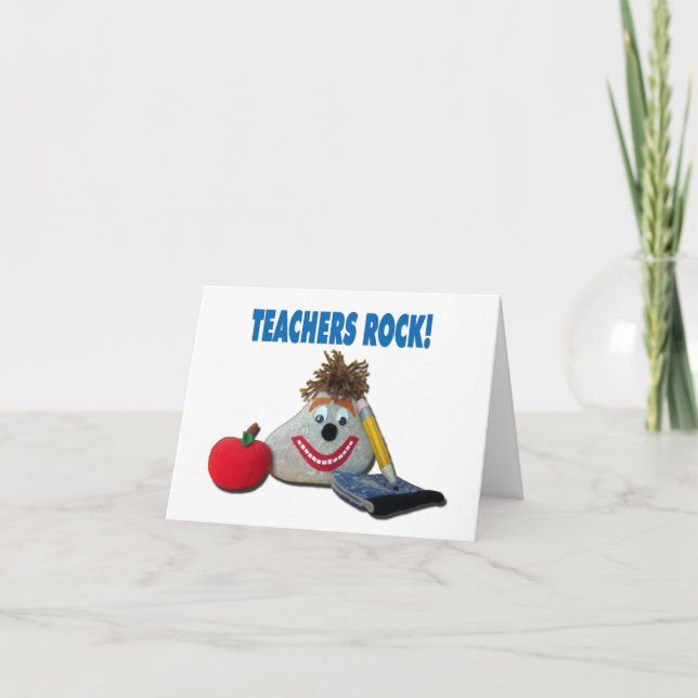 Teachers Rock! White Note Card (Front)