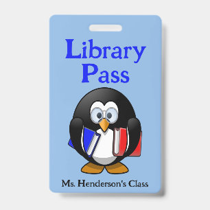 Teachers School Library Hall Pass Badge ID Badge