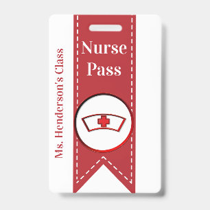 Teachers School Nurse Hall Pass Badge ID Badge