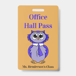 Teachers School Office Hall Pass Badge ID Badge