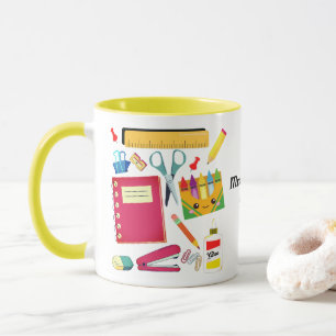Teacher's School Supplies Yellow Mug