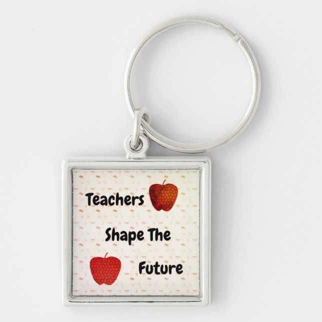 Teachers Shape the Future Mosaic Red Apples Key Ring (Front)