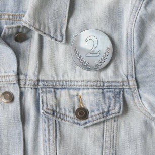 Teacher's Silver 2nd Place Award 6 Cm Round Badge