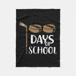 Teachers Students Fun 100th Day Of School Hockey  Fleece Blanket