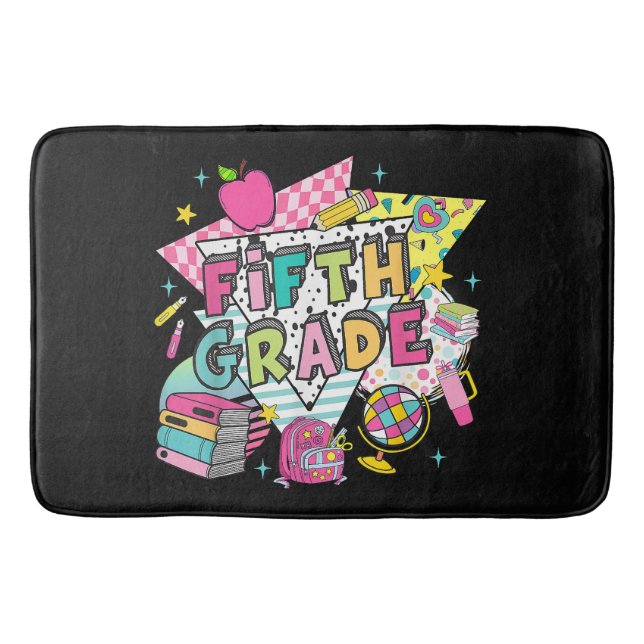 Teachers Students Retro 90s Back To School Bath Mat (Front)