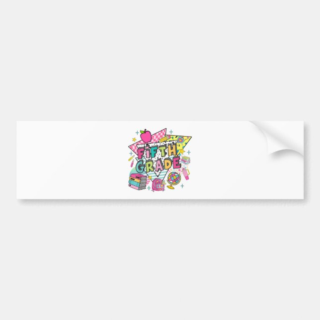 Teachers Students Retro 90s Back To School Bumper Sticker (Front)