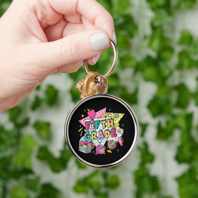 Teachers Students Retro 90s Back To School Key Ring (Hand)