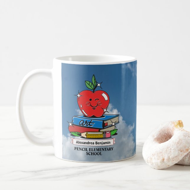 Teachers Students School Books Apple Custom    Coffee Mug (With Donut)