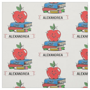 Teachers Students School Books Apple Personalise Fabric