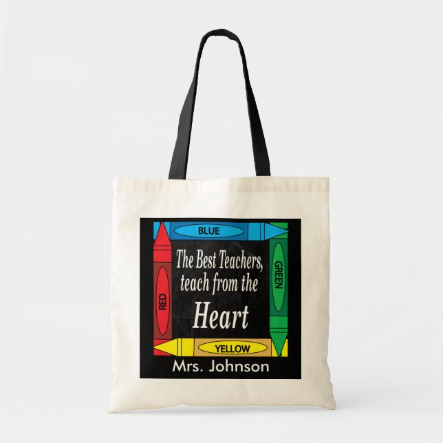 Teachers Teach from the Heart - Personalise Tote Bag (Front)
