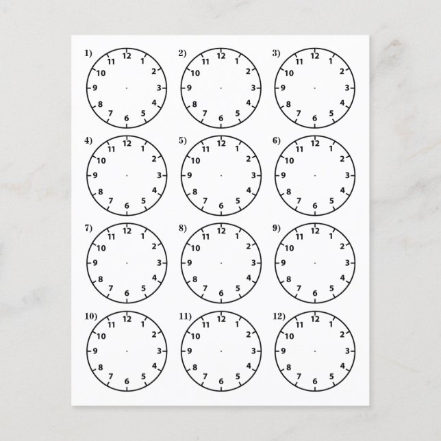 Teacher's Teaching Aid Tell the Time Flyer (Back)