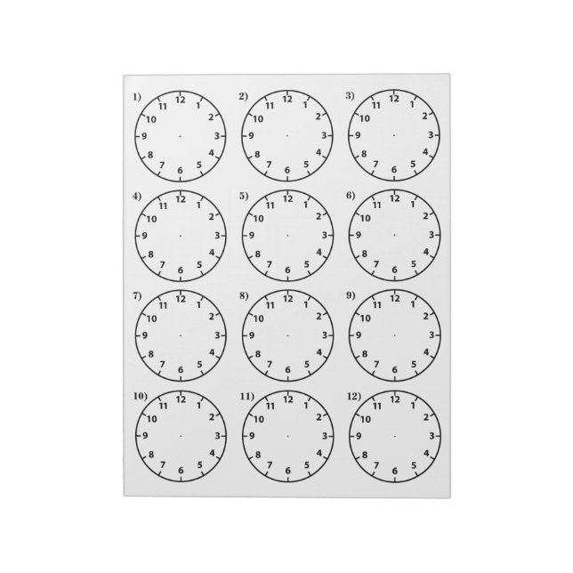 Teacher's Teaching Aid Tell the Time Notepad (Rotated)