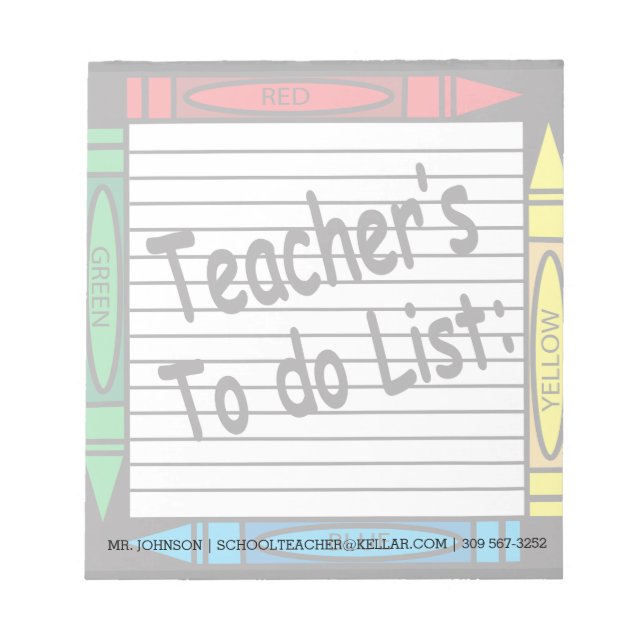 Teachers to do List Notepad (Front)