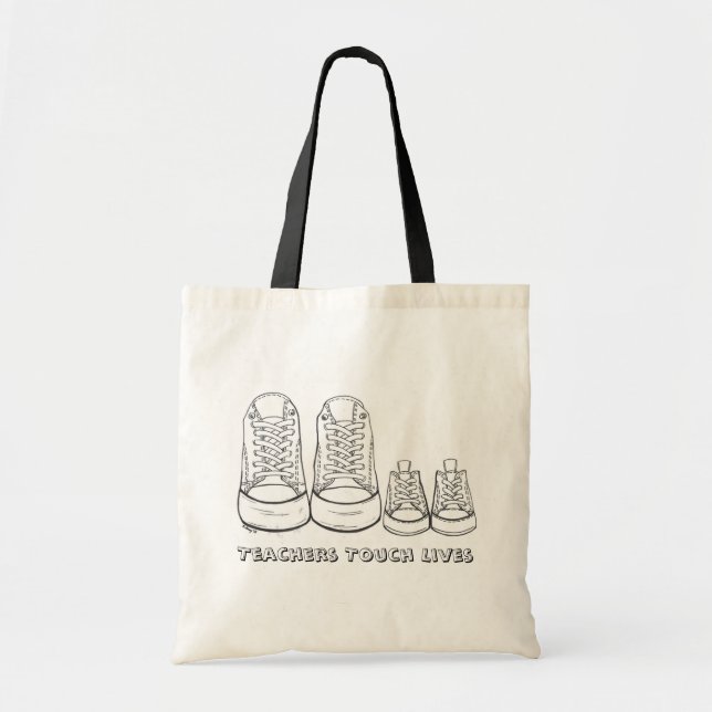 Teachers Touch Lives Teaching Teacher Sneaker Tote Bag (Front)