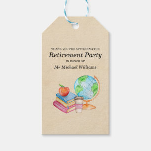 Teachers Vintage Globe Books Retirement Party  Gift Tags