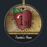 Teacher's Vintage Style 1st Grade | Chalkboard Ceramic Tree Decoration<br><div class="desc">Teacher Ornament. ⭐This Product is 100% Customisable. *****Click on CUSTOMIZE BUTTON to add, delete, move, resize, changed around, rotate, etc... any of the graphics or text. 99% of my designs in my store are done in layers. This makes it easy for you to resize and move the graphics and text...</div>