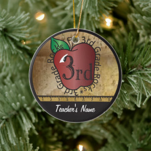 Teacher's Vintage Style 3rd Grade   Chalkboard Ceramic Tree Decoration