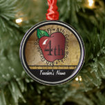 Teacher's Vintage Style 4th Grade | Chalkboard Metal Tree Decoration<br><div class="desc">4th Grade Teacher Christmas Ornament ready for you to personalise. 🥇AN ORIGINAL COPYRIGHT ART DESIGN by Donna Siegrist ONLY AVAILABLE ON ZAZZLE! ✔NOTE: ONLY CHANGE THE TEMPLATE AREAS NEEDED! 😀 If needed, you can remove some of the text and start fresh adding whatever text and font you like. 📌If you...</div>