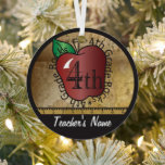 Teacher's Vintage Style 4th Grade | Chalkboard Metal Tree Decoration<br><div class="desc">🥇AN ORIGINAL COPYRIGHT ART DESIGN by Donna Siegrist ONLY AVAILABLE ON ZAZZLE! Third Grade School Teacher Ornament. Unique Vintage Style 3rd grade school teacher design ready for you to personalise. Featured in a vintage school style with the saying "3rd Grade Rocks" Teacher Christmas Ornament. ✔NOTE: ONLY CHANGE THE TEMPLATE AREAS...</div>