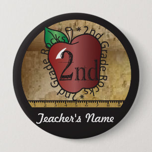 Teacher's Vintage Styled 2nd Grade Button Pin