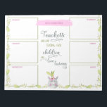 Teachers Weekly Planner Cute Unicorn Potted Plant Notepad<br><div class="desc">Personalised weekly planner with teacher quote. The planner has a section for each weekday plus an extra section for notes or your to do list. This watercolor design has a cute unicorn potted plant and a border of leaves and greenery. The teacher saying in the centre reads "Teachers who love...</div>