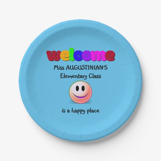 Teachers Welcome Class Paper Plate (Front)