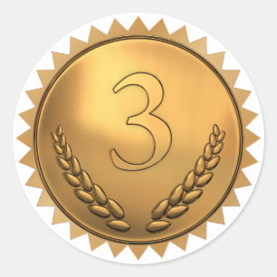 Teacher's White and Bronze Third Place Award  Classic Round Sticker