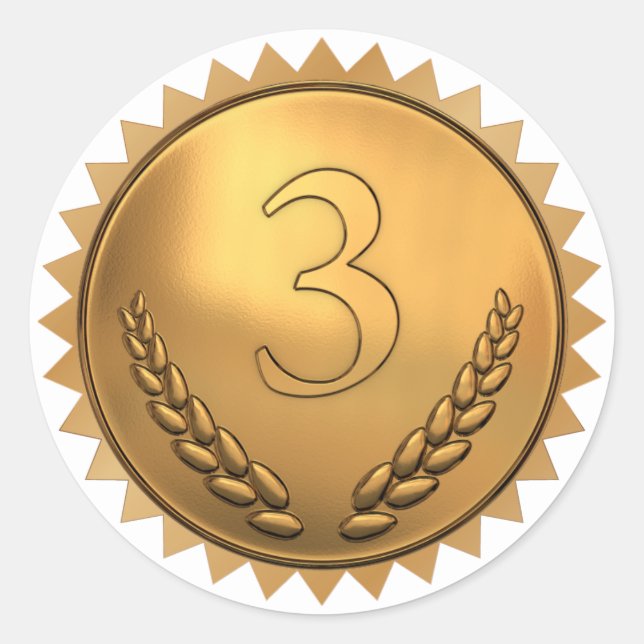 Teacher's White and Bronze Third Place Award  Classic Round Sticker (Front)