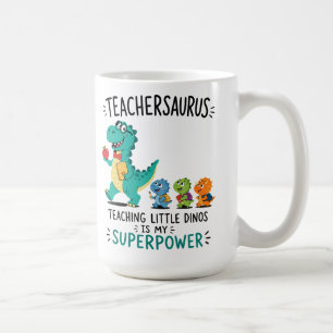 Teachersaurus teacher humour with little dinosaurs coffee mug