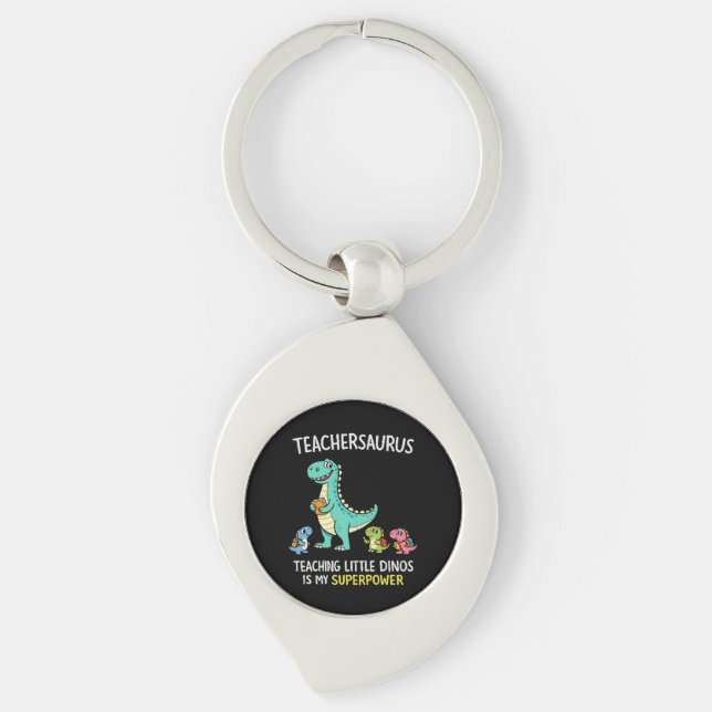 Teachersaurus teacher humour with little dinosaurs key ring (Front)