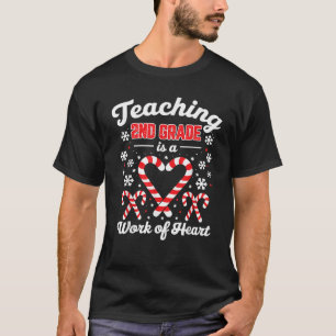 Teaching 2nd Grade is a Work of Heart Cute Christm T-Shirt