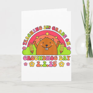 Teaching 2nd Grade On Groundhog Day Funny School T Card