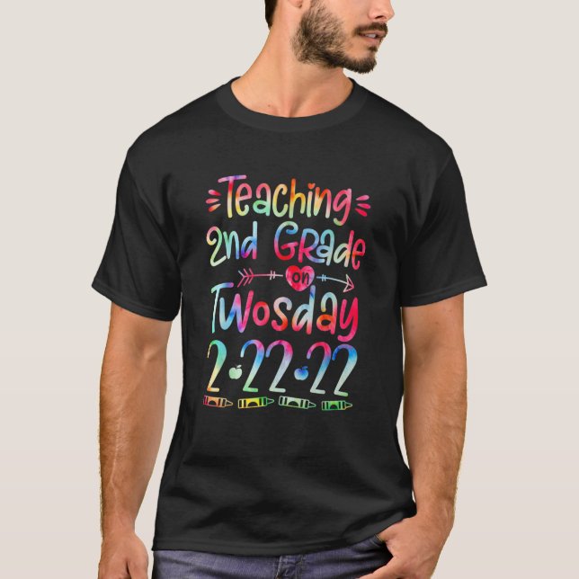 Teaching 2Nd Grade On Twosday 2/22/2022 Funny Math T-Shirt (Front)