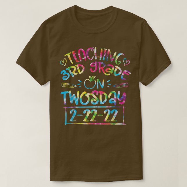 Teaching 3rd Grade On Twosday 22222 funny teachers T-Shirt (Design Front)