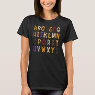 Teaching Alphabet Halloween Kindergarten Pre K Tea T-Shirt
